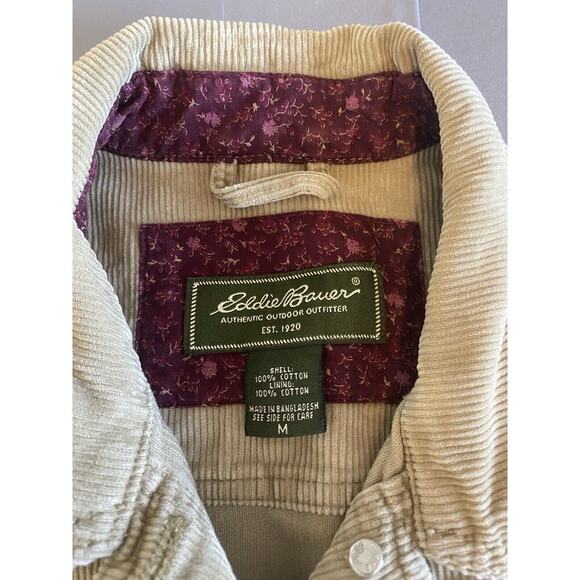 Eddie Bauer Jacket Womens Medium Authentic Outdoor Outfitter Tan Corduroy Safari - Picture 7 of 16